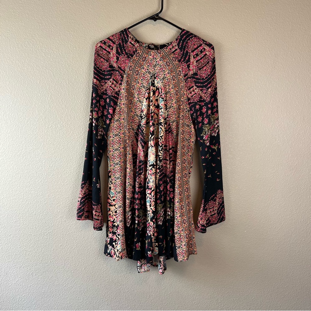 Free People Black Floral Patchwork Mini Dress - Picture 5 of 14